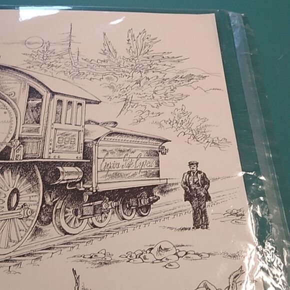 Paul Anthony Lee "The Famous 999" Black and White Steam Locomotive Art Drawing - Picture 9 of 13